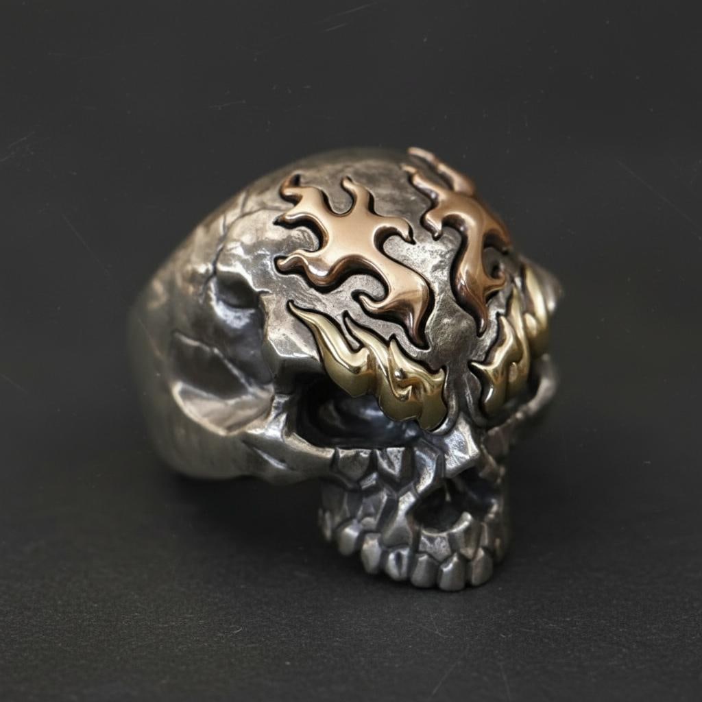Hand Crafted Fire Eyebrows 925 Silver Punk Ring - 2