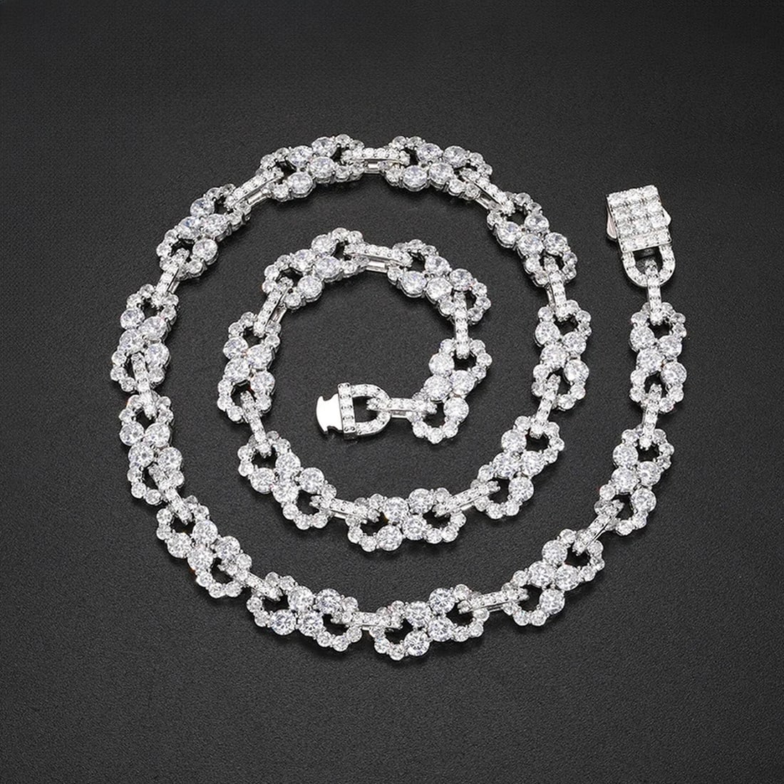 Sparkling Moissanite Link Necklace 925 Silver (1 of 5)