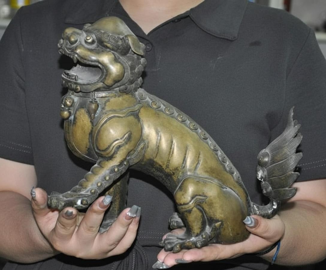 Vintage Bronze Foo Dog Censer Archaic Sculpture (1 of 8)