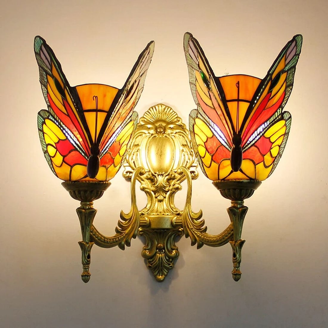 Vintage Tiffany Style Double Butterfly Wall Lamp (1 of 2)