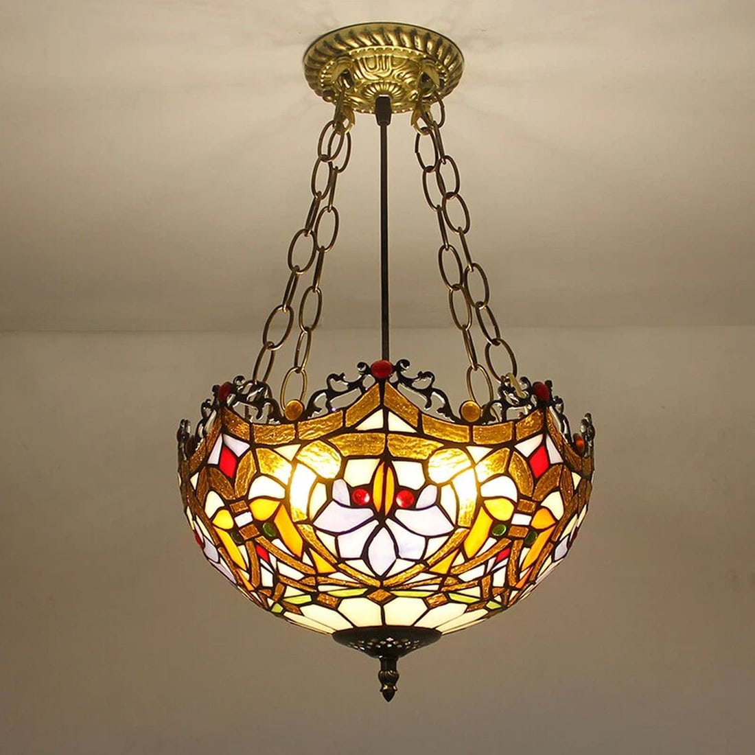 Vintage Floral Pattern Tiffany Style Chandelier (1 of 2)