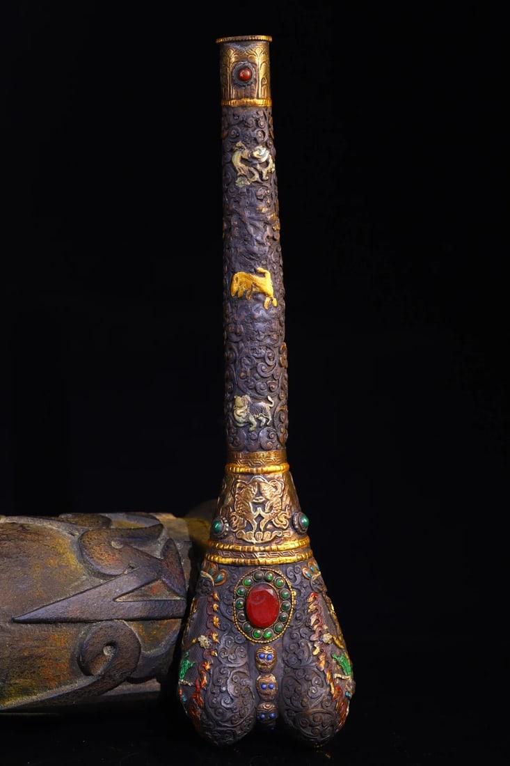 Tibetan Silver Filigree Dzi Yak Bone Kangling (1 of 6)