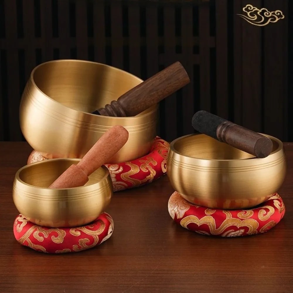 Retro Minimalist Buddhist Singing Bowl Etched Line (1 of 6)