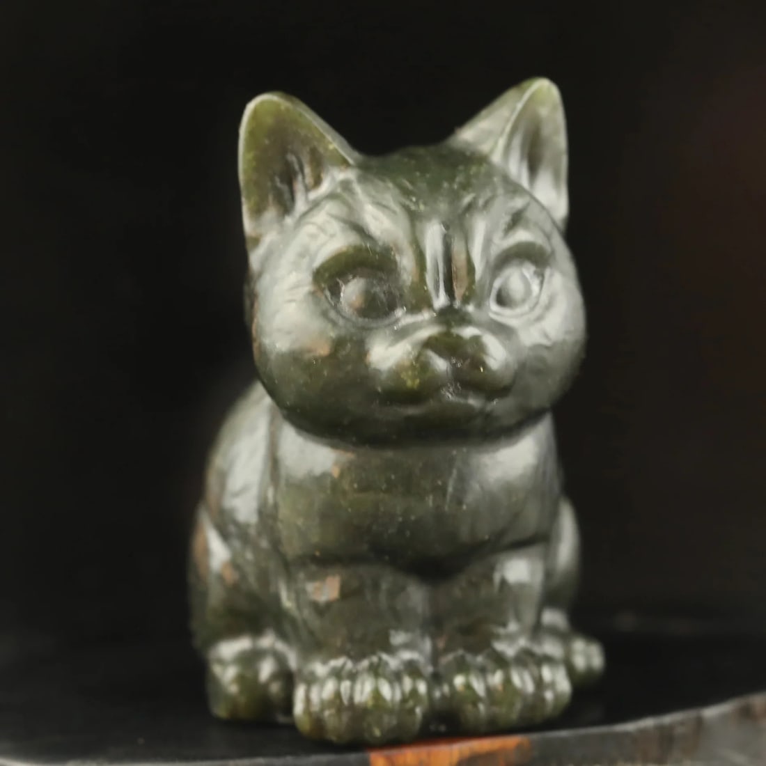 Jade Feline Hand Carved Stone Sculpture Figurine (1 of 6)
