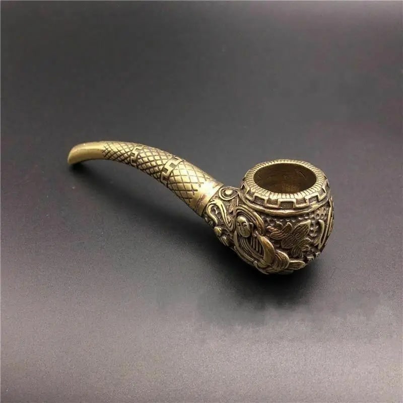 Relief Buddha Copper Pipe Diamond Pattern Stem - 2