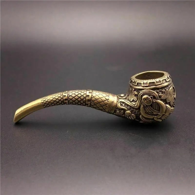 Relief Buddha Copper Pipe Diamond Pattern Stem - 3