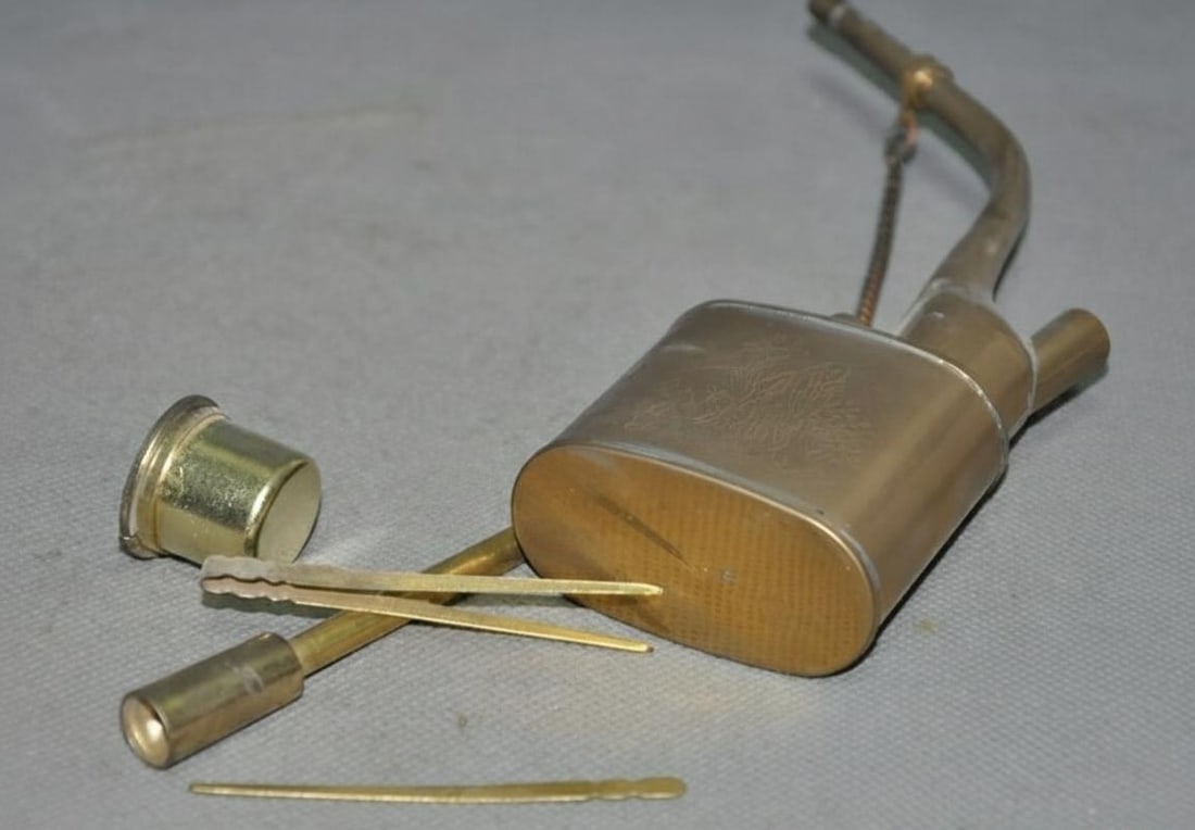 Etched Deity Bronze Smoking Pipe Rectangular Base - 10