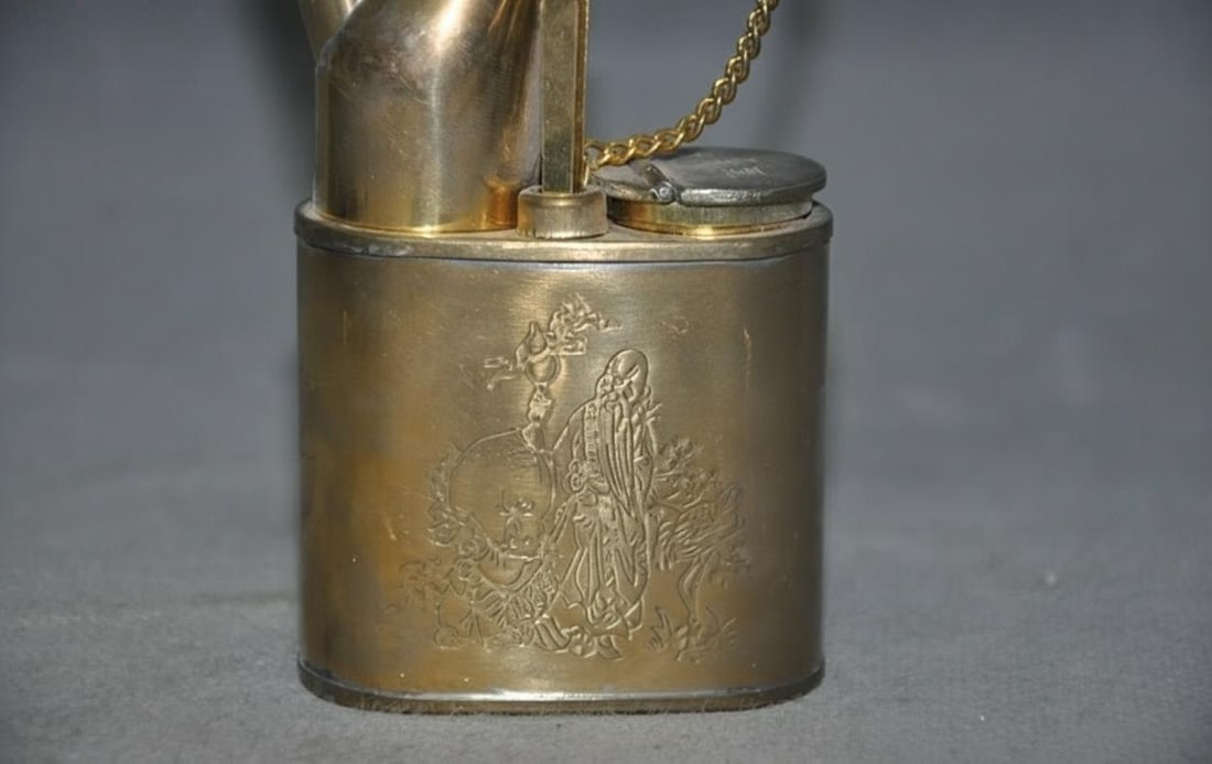 Etched Deity Bronze Smoking Pipe Rectangular Base - 2