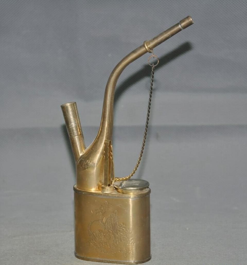 Etched Deity Bronze Smoking Pipe Rectangular Base - 6