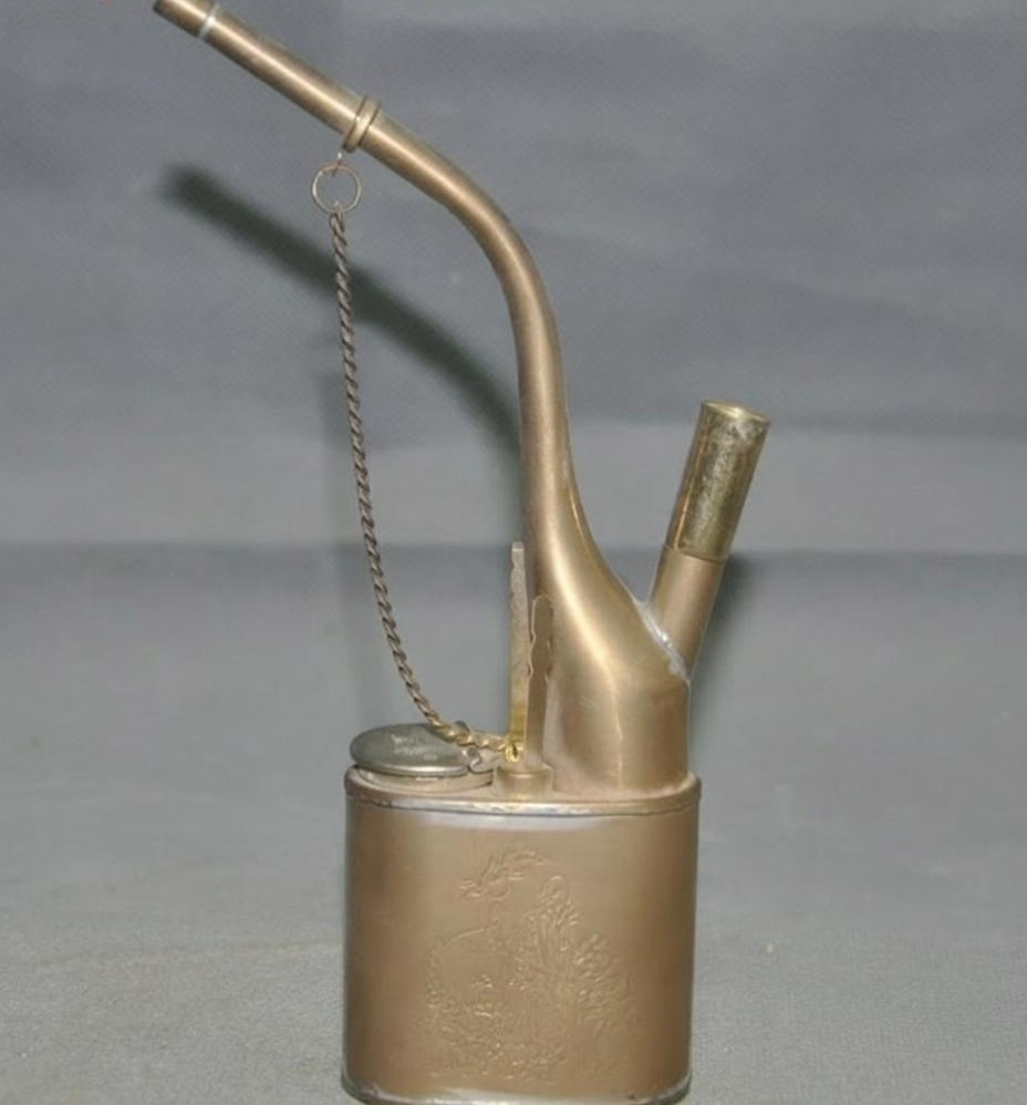 Etched Deity Bronze Smoking Pipe Rectangular Base - 7