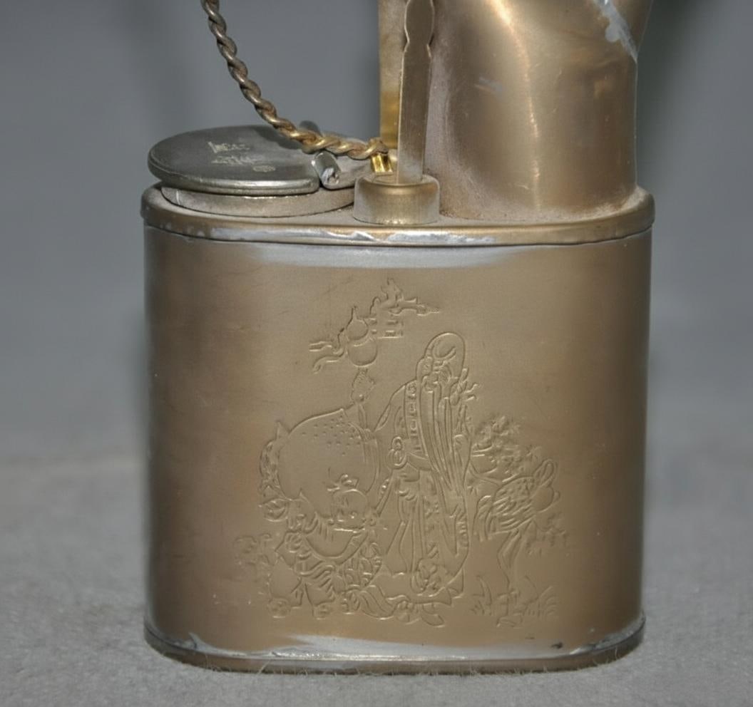 Etched Deity Bronze Smoking Pipe Rectangular Base - 8