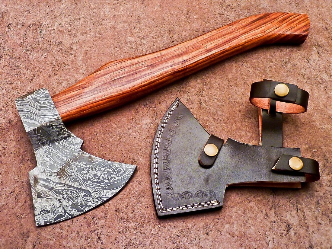 Wide Blade Dragon Carved Ash Wood Viking Hatchet (1 of 12)