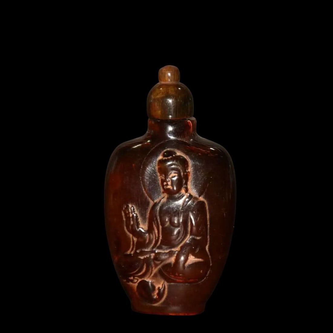 Vintage-Style Horn Hand-Carved Buddha Shuff Bottle (1 of 4)