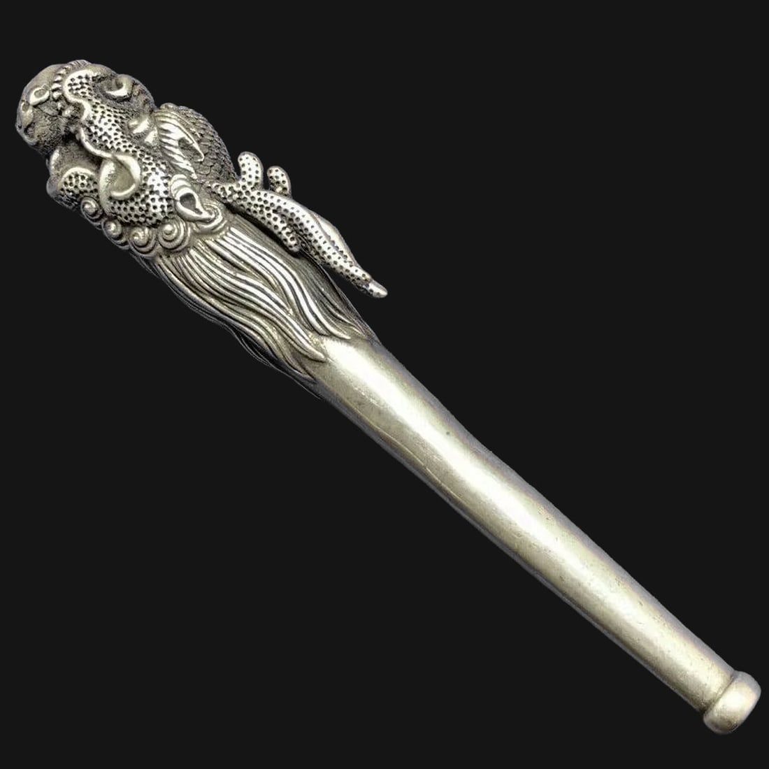 Copper Silver Dragon Head Hand-Carved Smoking Pipe (1 of 4)