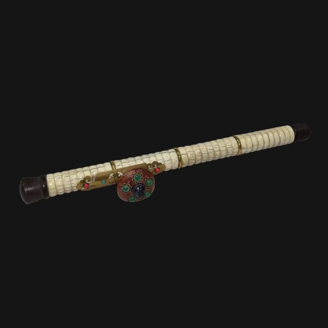 Qing Dynasty Bone Gemstone Handcarved Smoking Pipe (1 of 4)