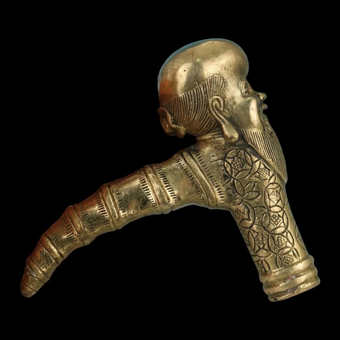Classic-Style Bronze Hand-Carved Buddha Cane Head (1 of 4)