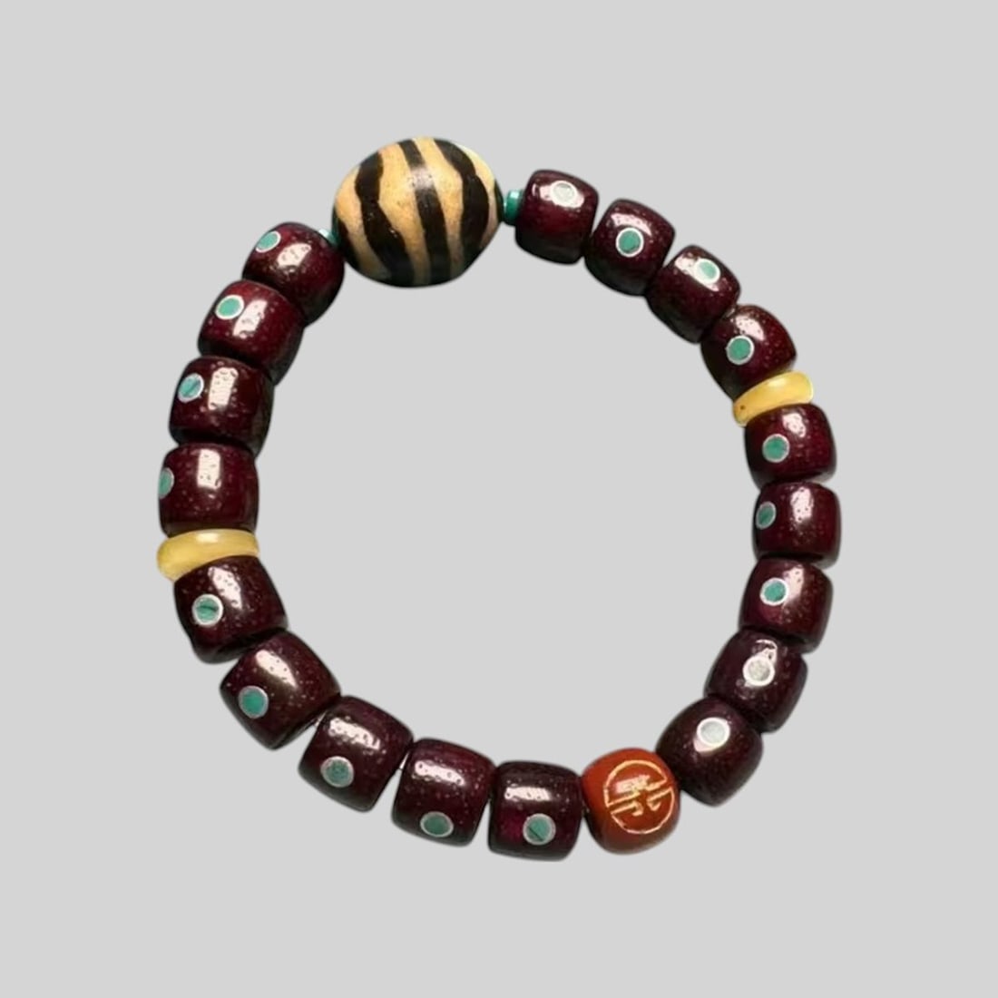 Chinese Vintage Agate Amber Carnelian Bracelet (1 of 4)
