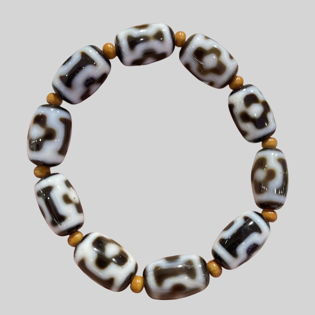 Peace Cross Black-White Pattern Agate Bracelet (1 of 3)