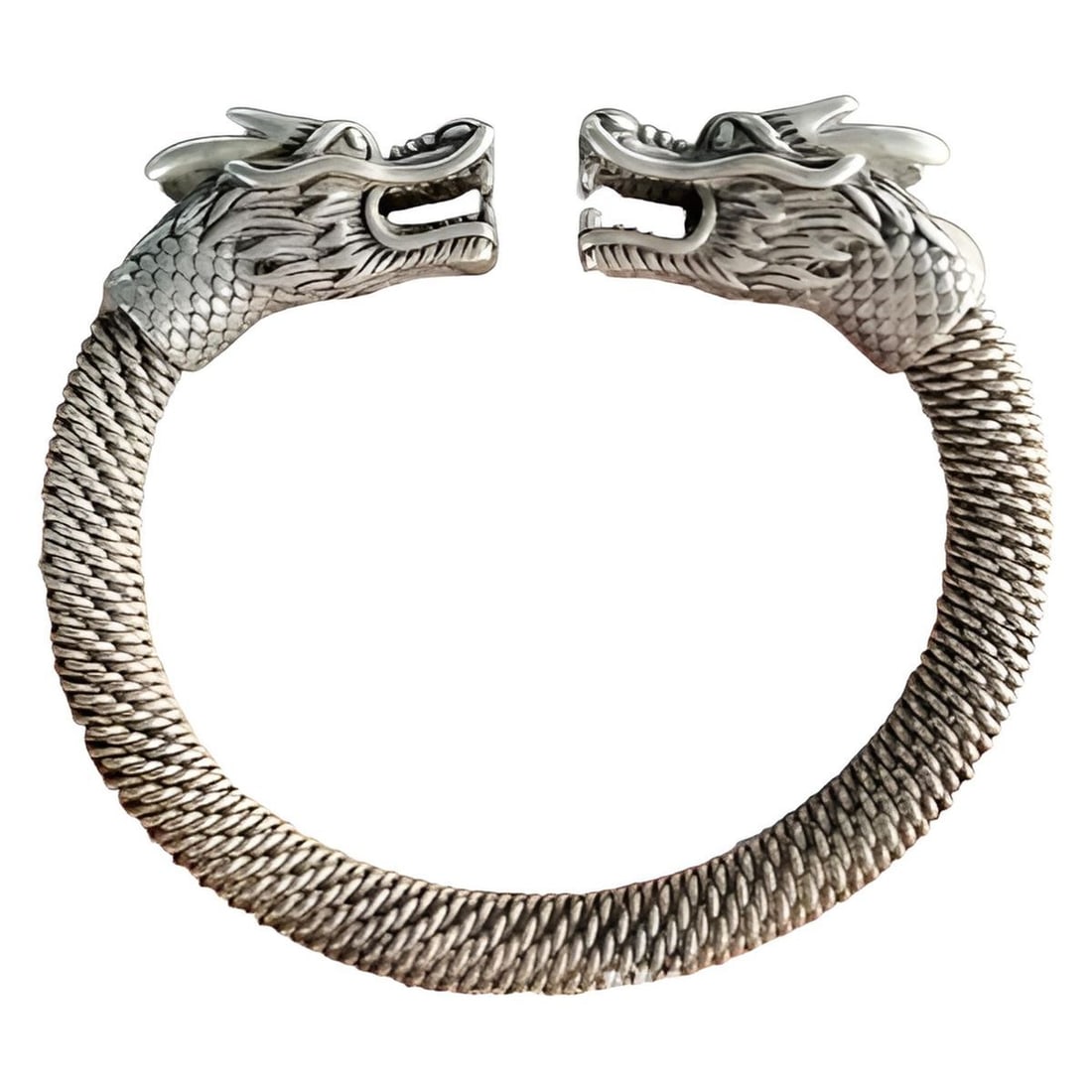 Tibetan Silver Dragon Bracelet Braided Detail (1 of 3)