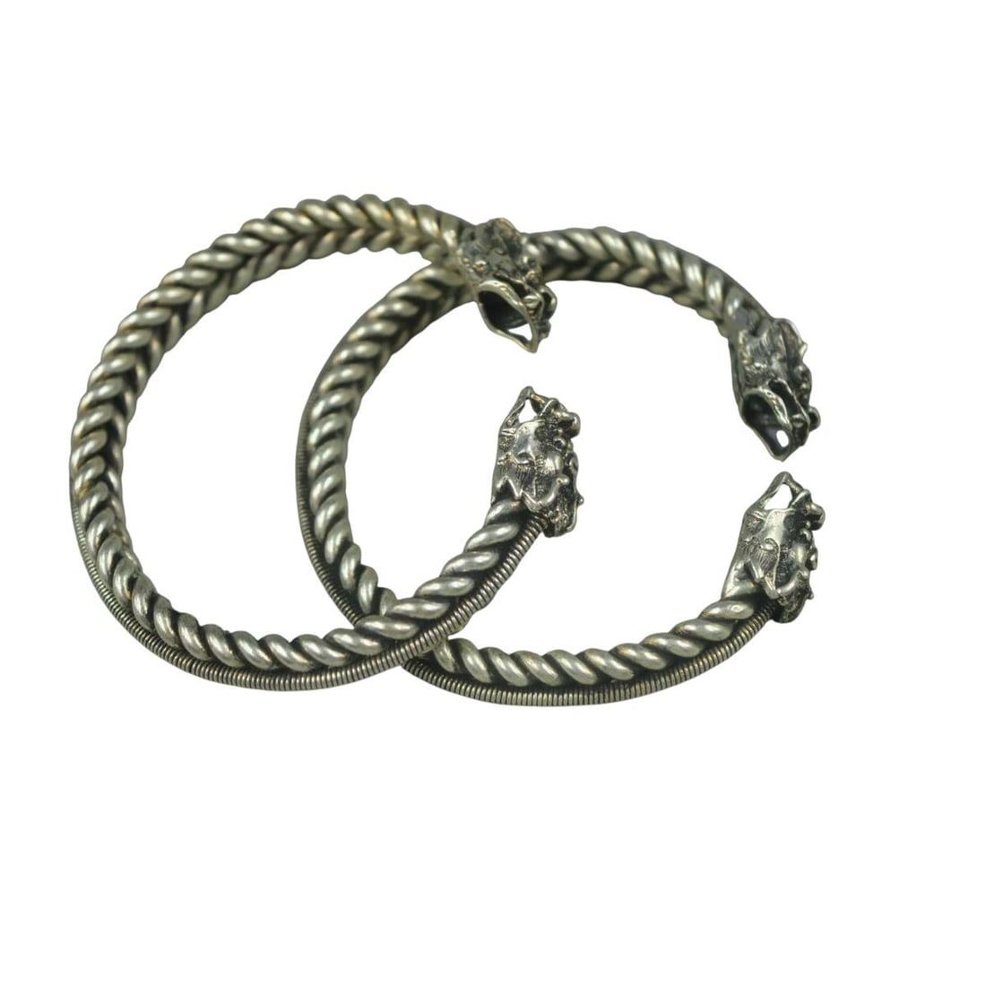 Retro-Style Tibetan Silver Dragon Head Bracelets (1 of 3)