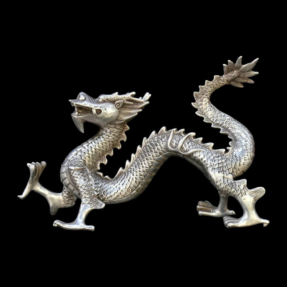 Retro-Style Tibetan Silver Loong Motif Figurine (1 of 4)