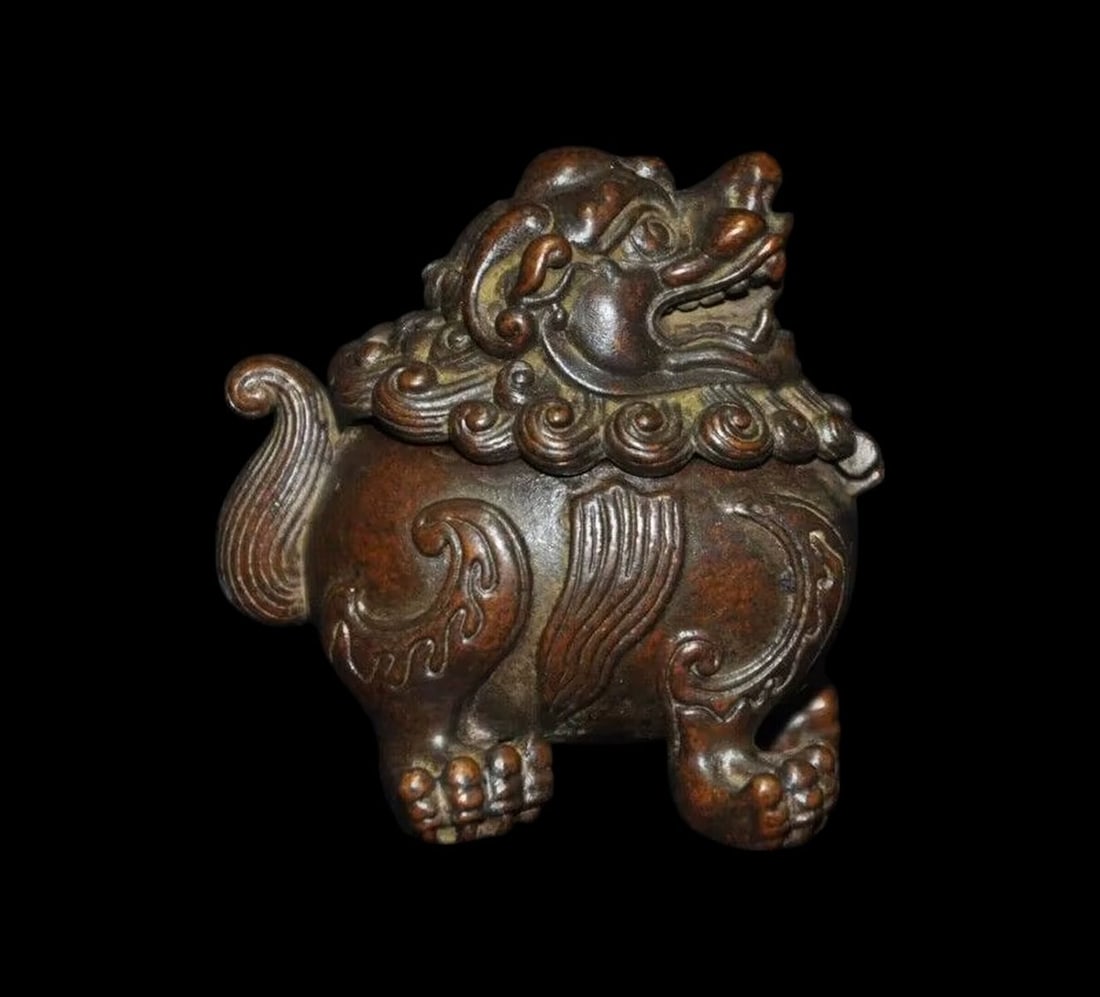 Retro-Style Asian Bronze Guardian Lion Censer (1 of 4)