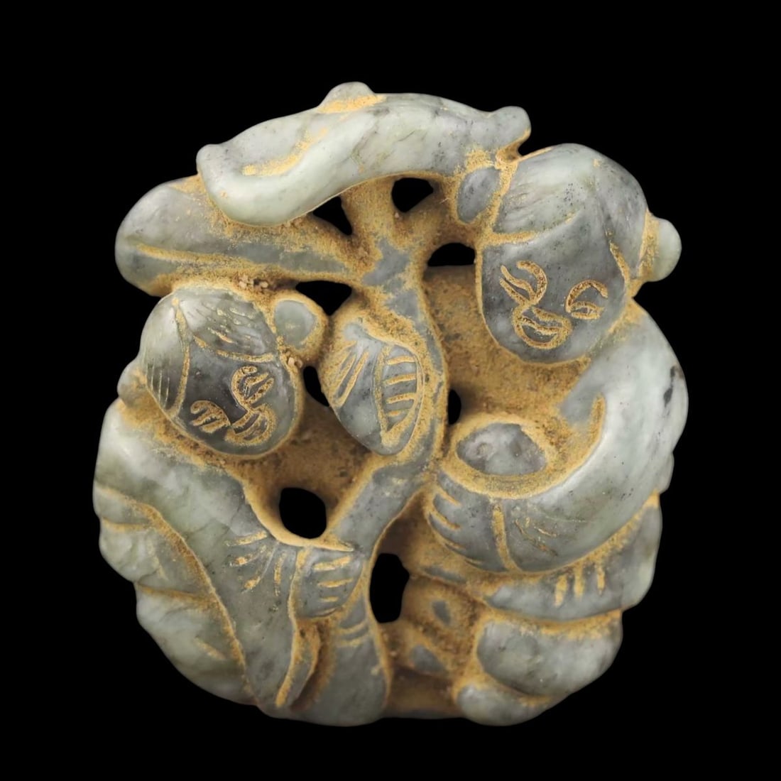 Chinese Vintage-Style Jade Children Flower Statue (1 of 4)