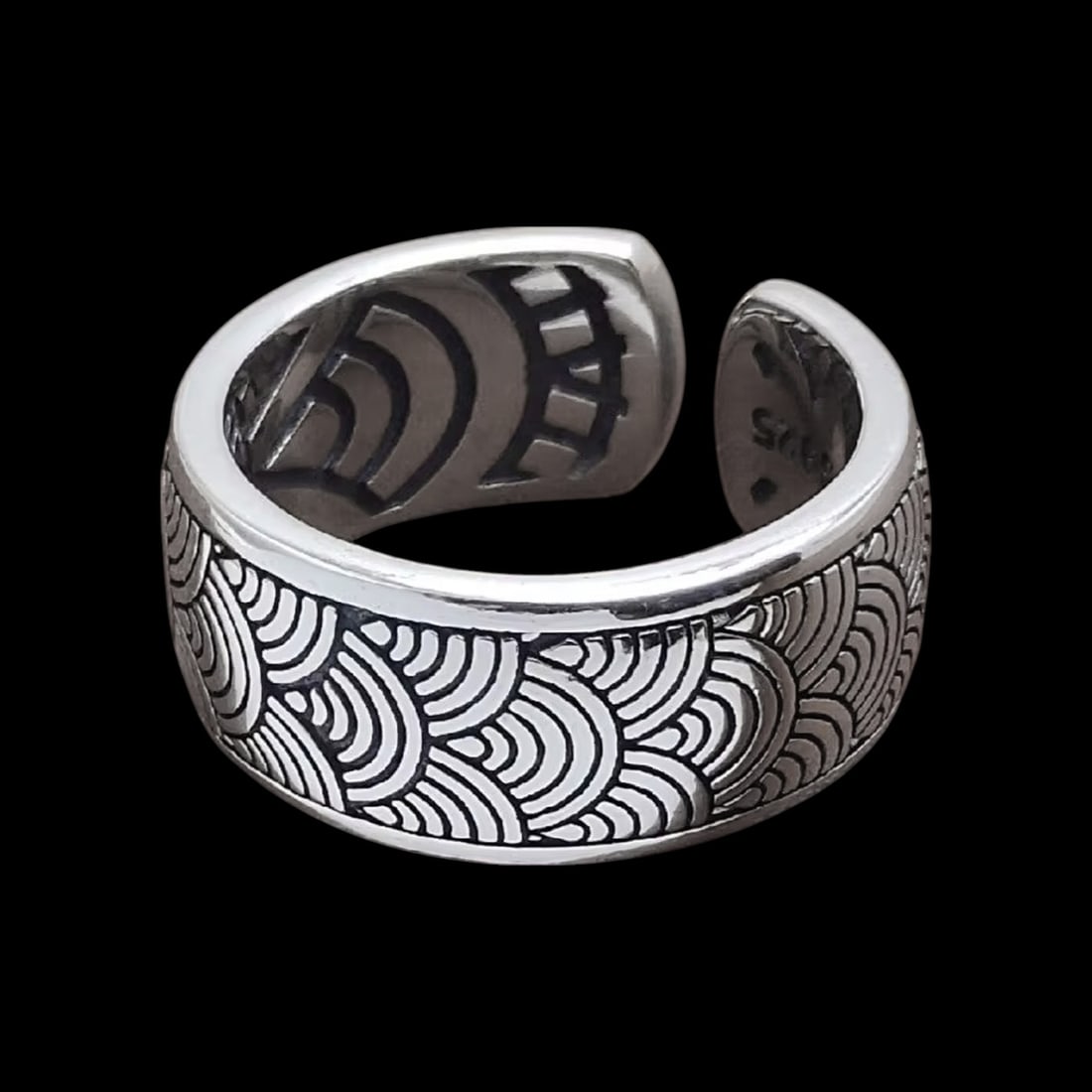 Pure Silver Water Waves Ornament Ring Jewelry (1 of 4)