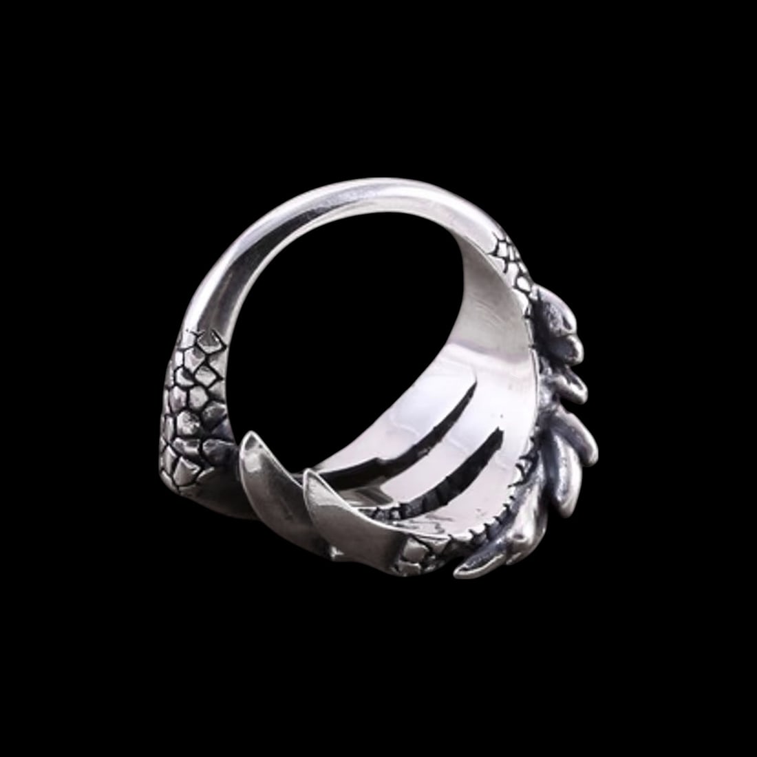 Sterling Silver Eagle Bird Claw Ornament Ring - 2