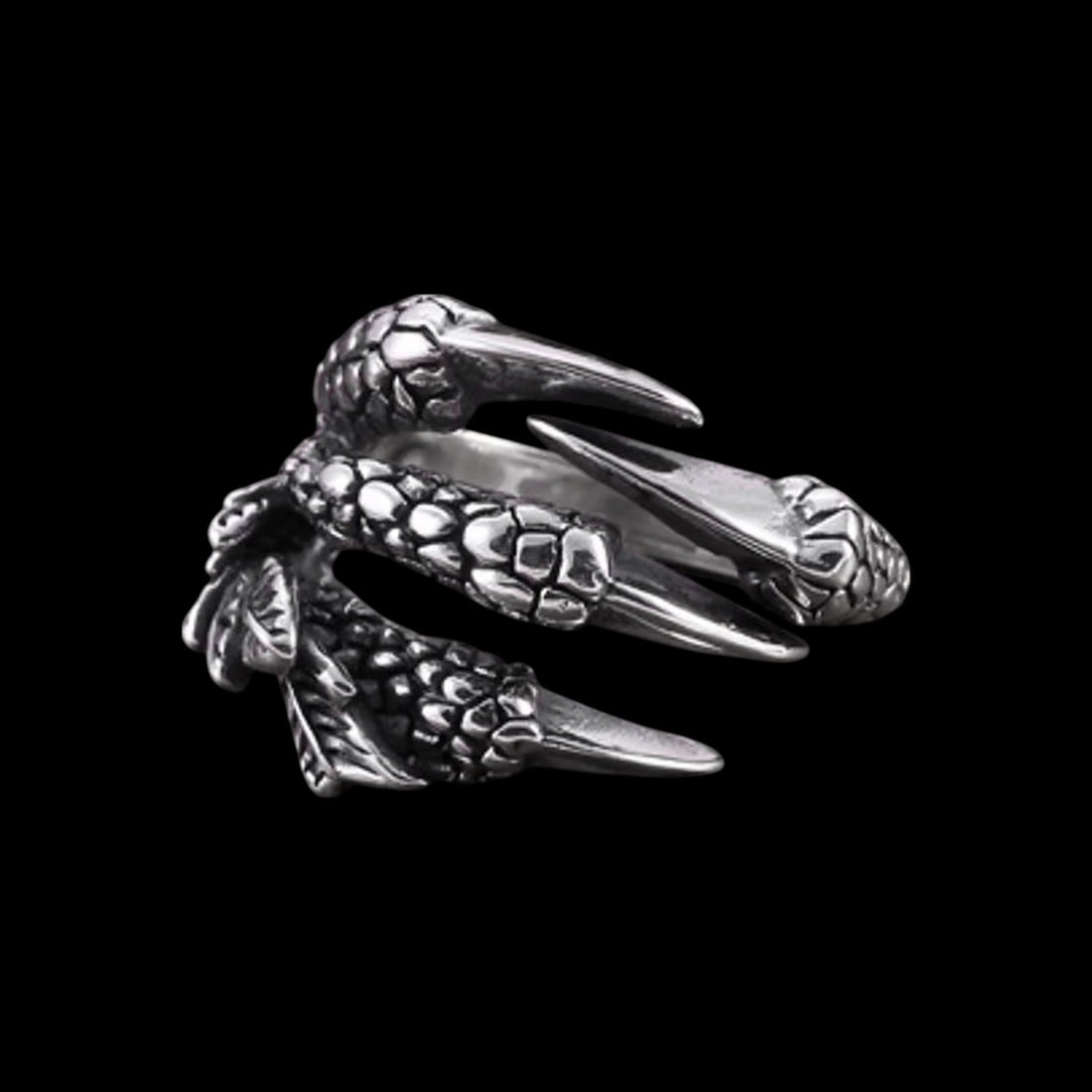 Sterling Silver Eagle Bird Claw Ornament Ring - 4