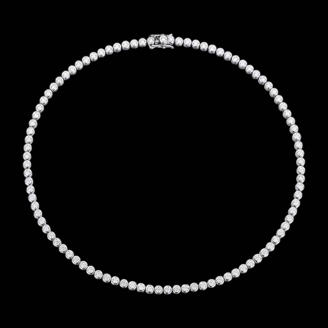 Minimalist Pure Silver Round Shape Zircon Necklace (1 of 4)