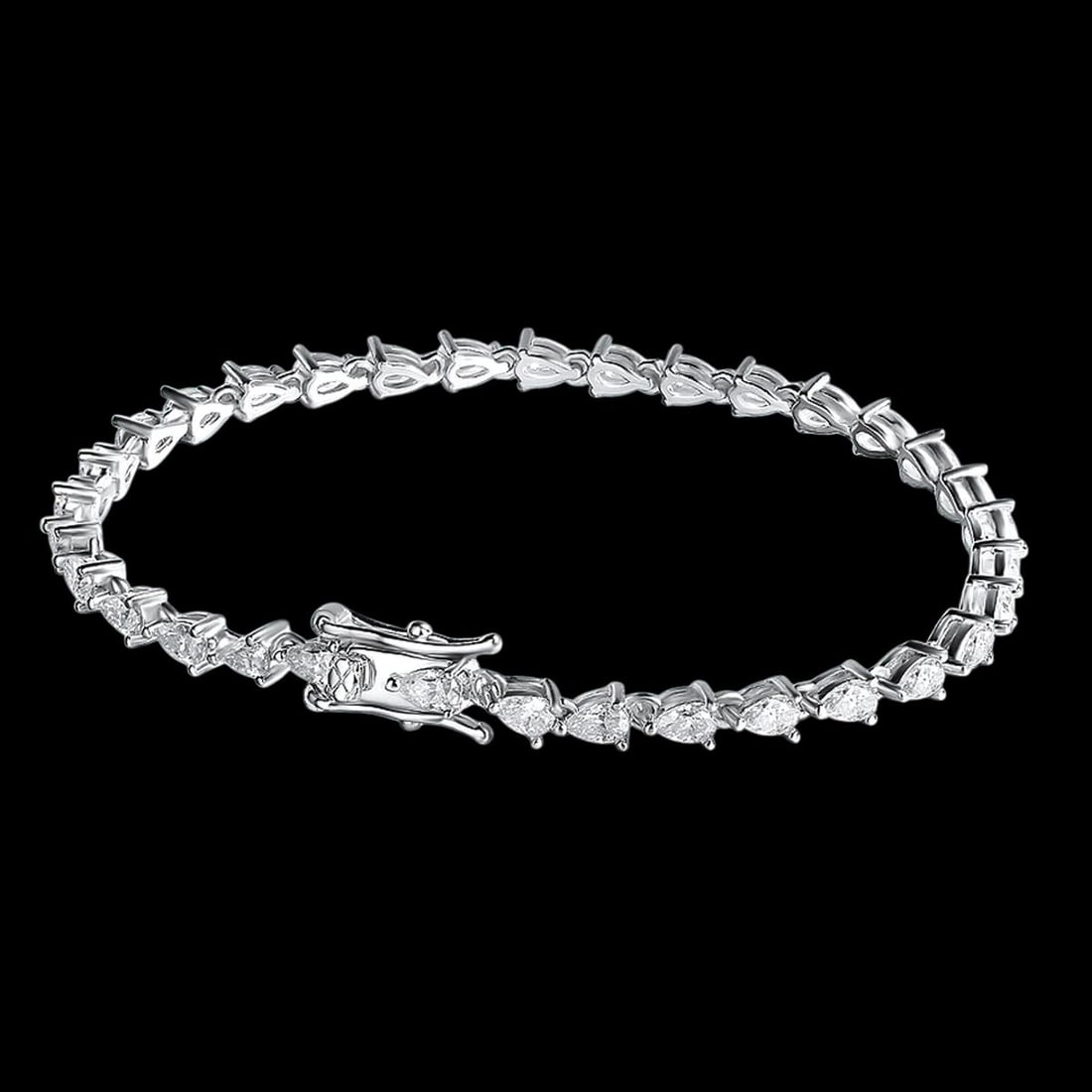 White Gilded Moissanite Link 925 Silver Bracelet (1 of 4)