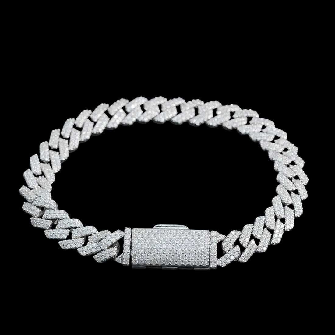 925 Silver Gilded Cuban Chain Bracelet Moissanite (1 of 5)