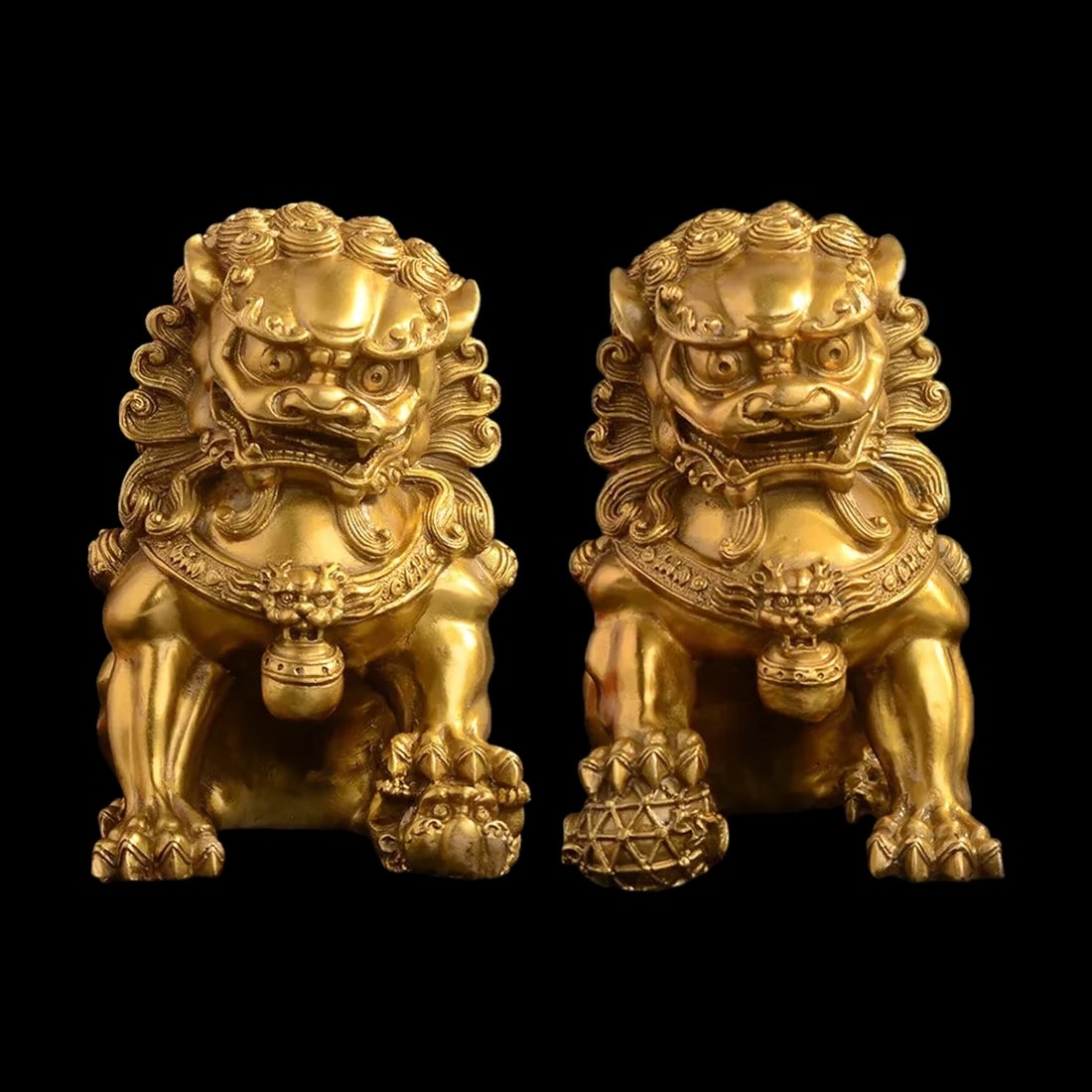 Vintage-Inspired Copper Foo Dogs Two Sculptures (1 of 4)