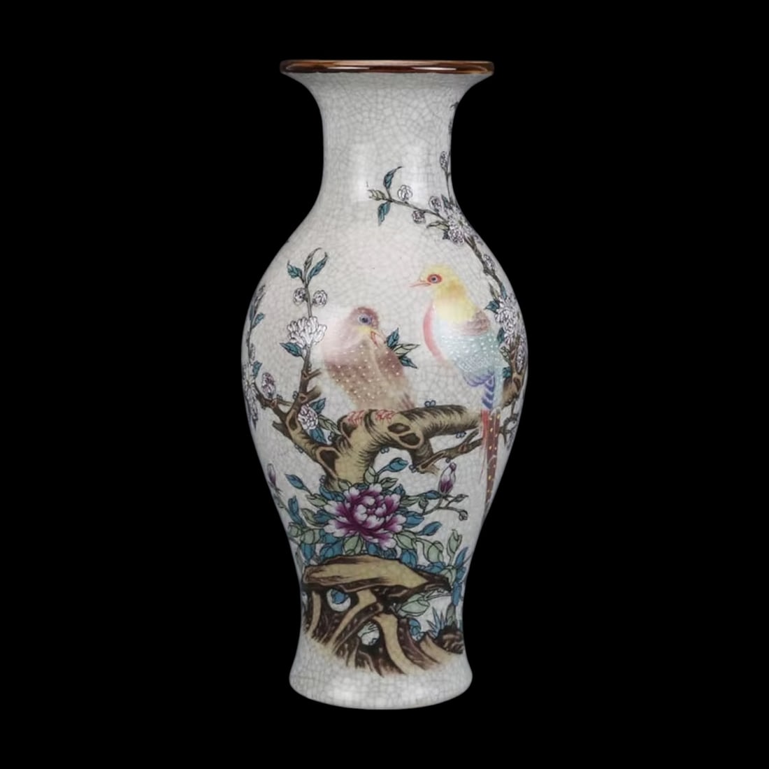 Retro White Porcelain Painted Birds Design Vase (1 of 4)