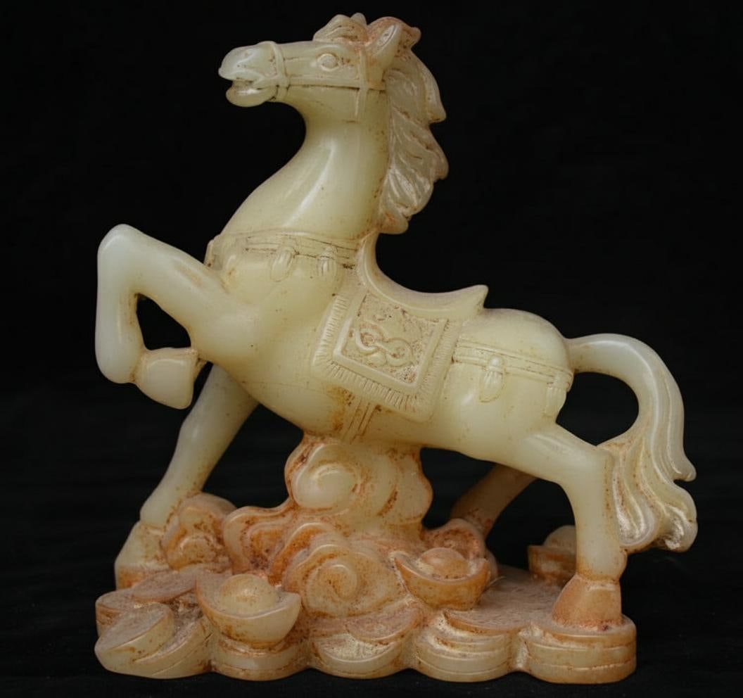 Vintage Horse Zodiac Animal White Jade Figurine (1 of 7)