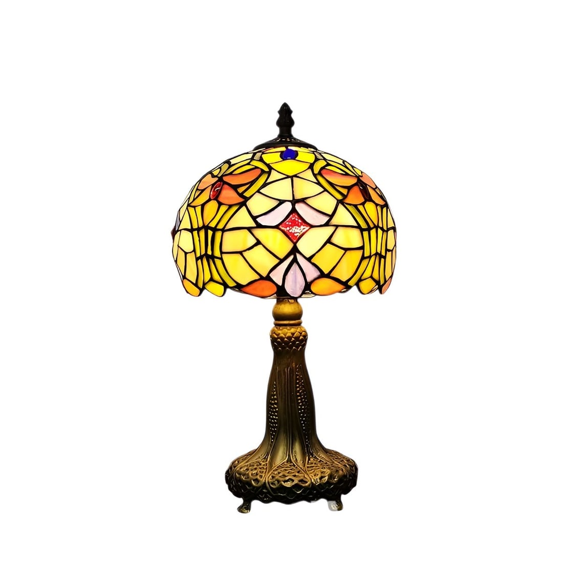 Stained Glass Tiffany-Style Lamp Ornate Stand (1 of 3)