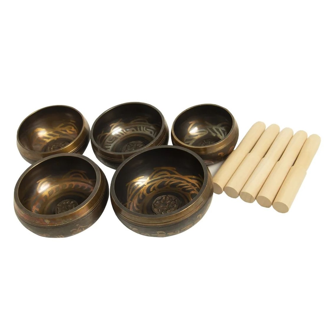 Chinese Handmade Ornament Design Singing Bowl Set (1 of 5)