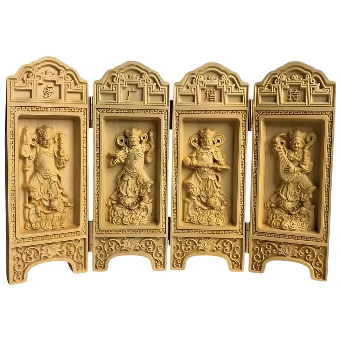 Folding Screen Wood Buddhist Traditional Figures (1 of 4)