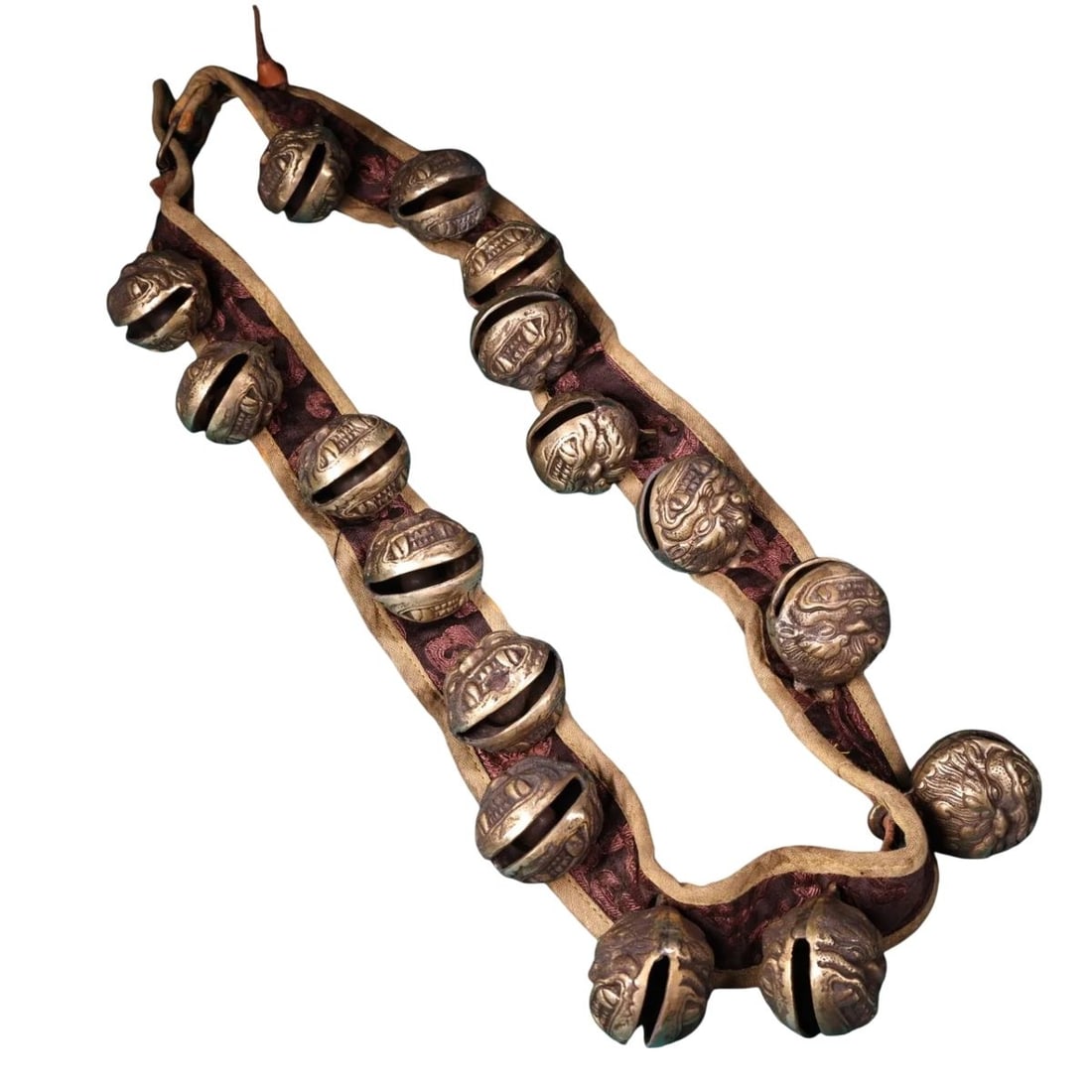Bronze Tibetan Necklace Gilded Tiger-Head Bells (1 of 6)