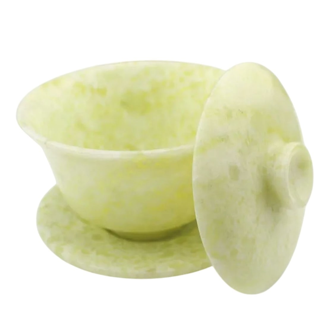 Retro-Style Light Green Jade Hand-Carved Tea Cup (1 of 3)