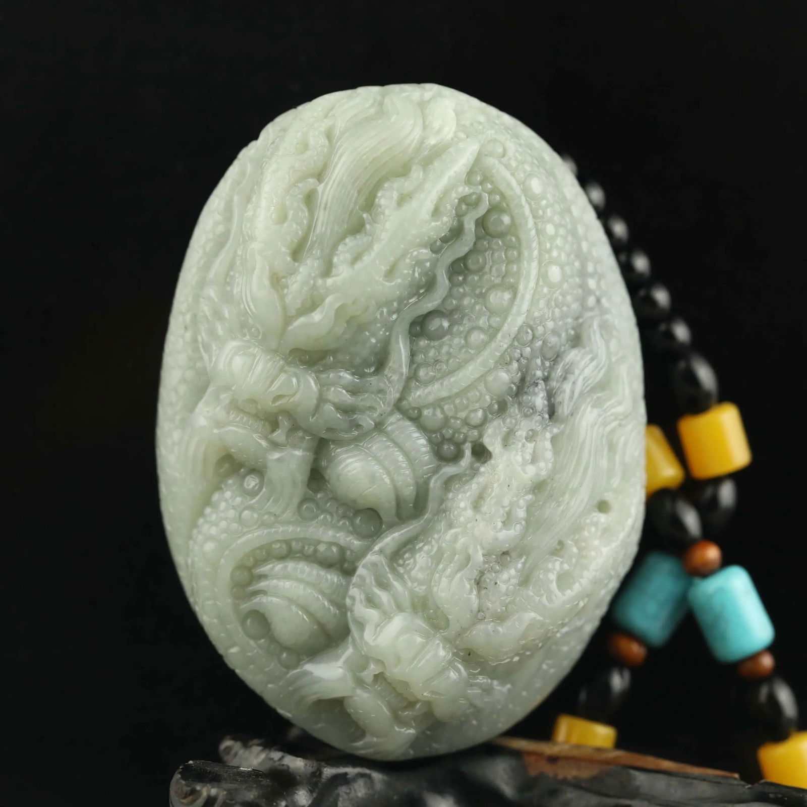Chinese Carved Jadeite Frog Wealth Deity Figurine (1 of 5)