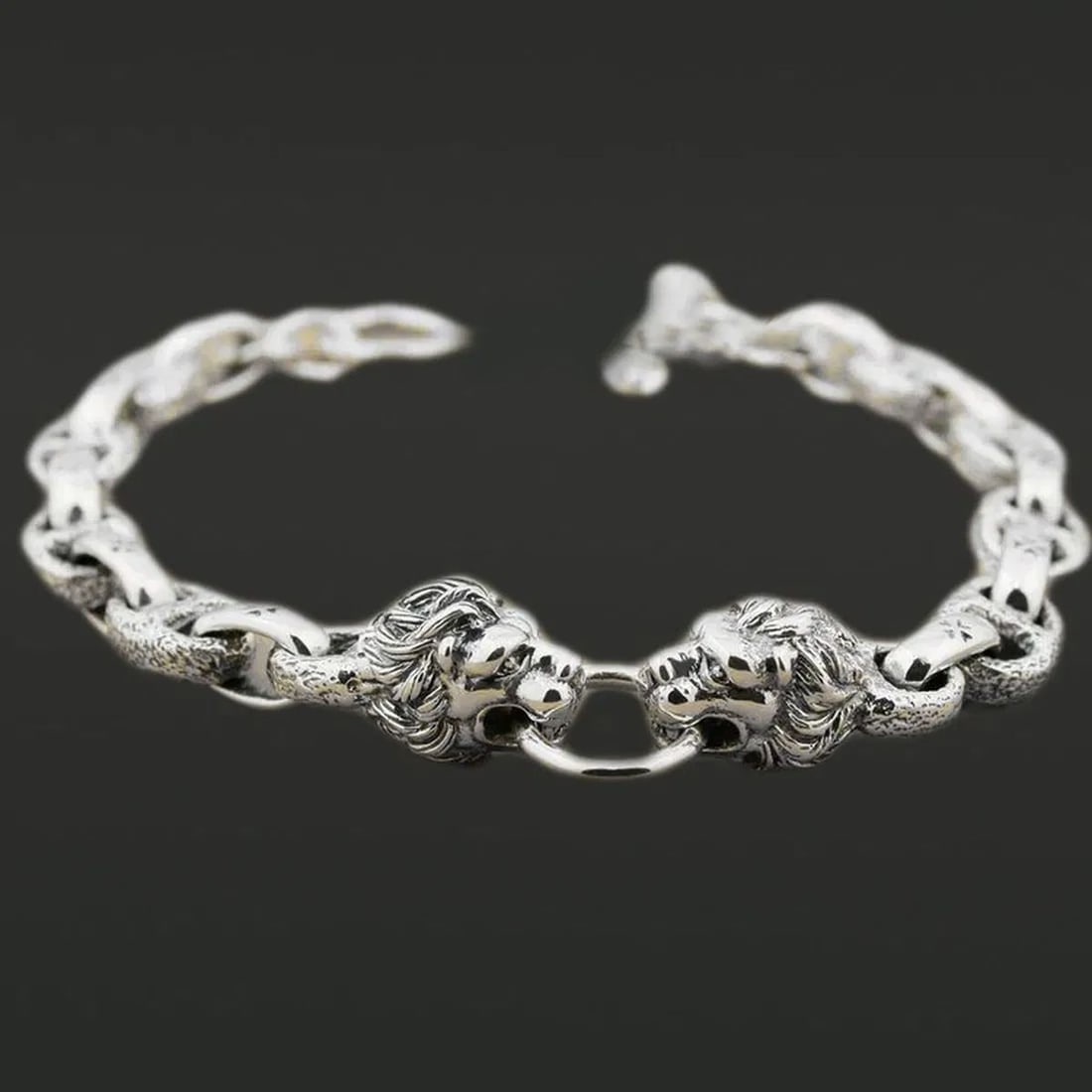 Stylish Sterling Silver Big Cat Link Men Bracelet (1 of 5)