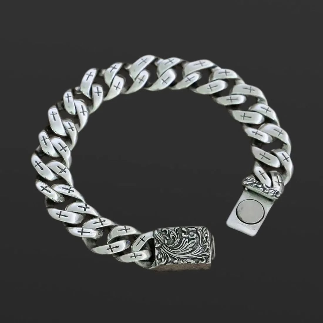 Sterling Silver Charm Cross Link Chain Bracelet (1 of 4)
