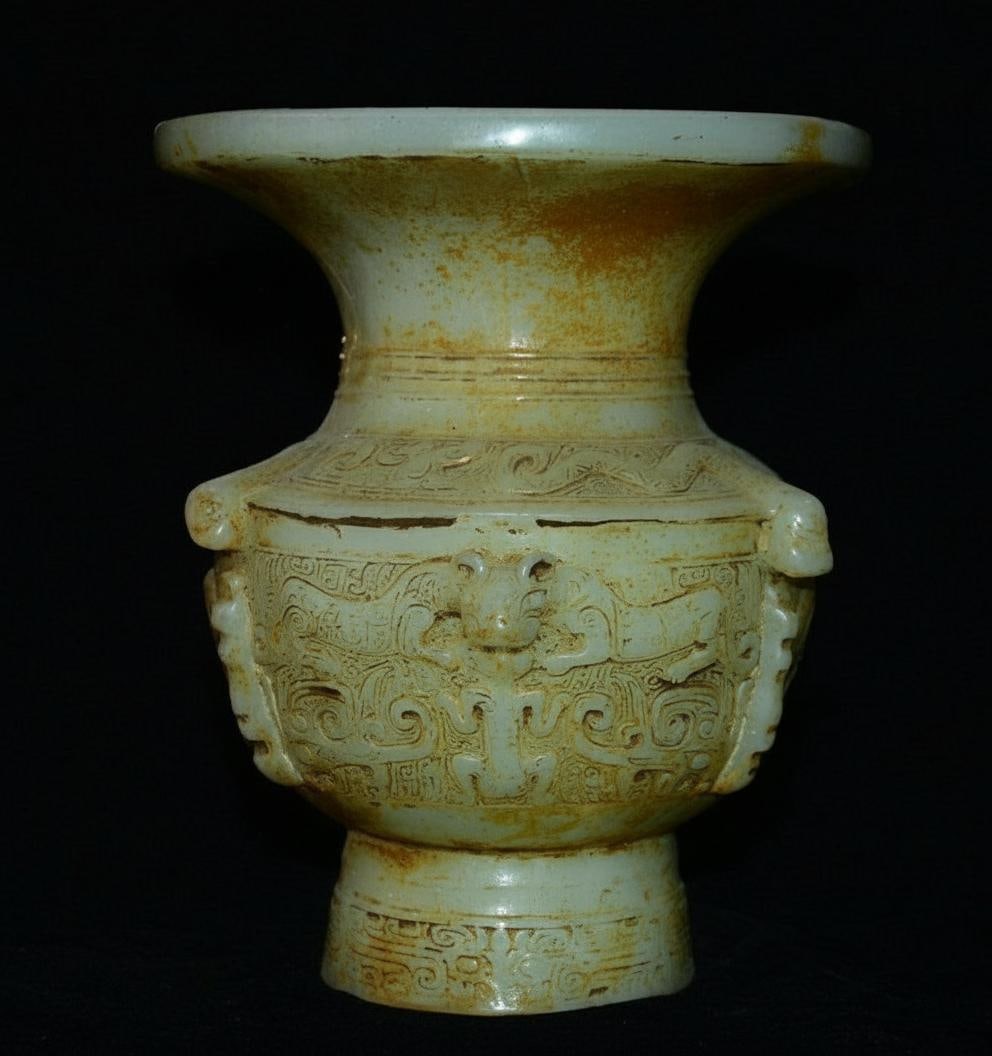 Chinese White Jadeite Hand Carved Vintage Vase (1 of 9)