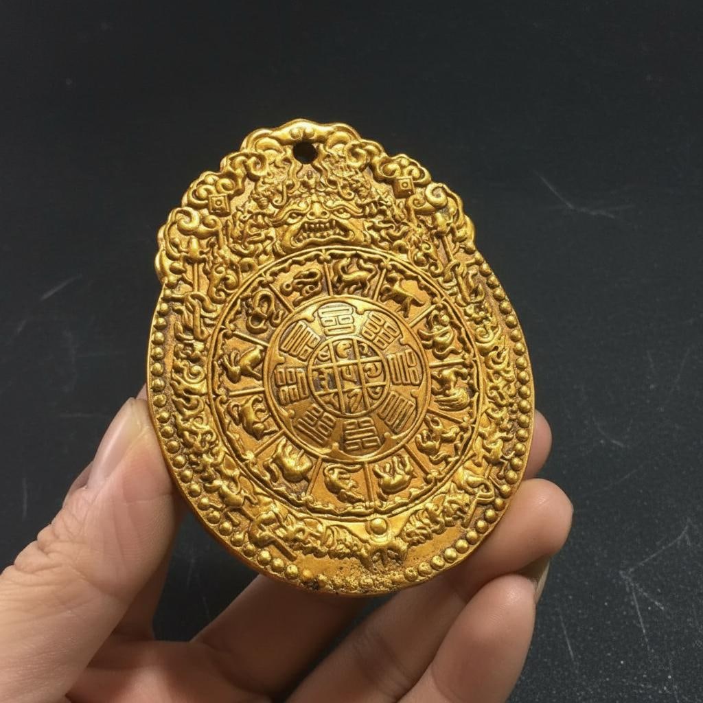 Engraved Copper Amulet Retro Style Chinese Zodiac (1 of 6)