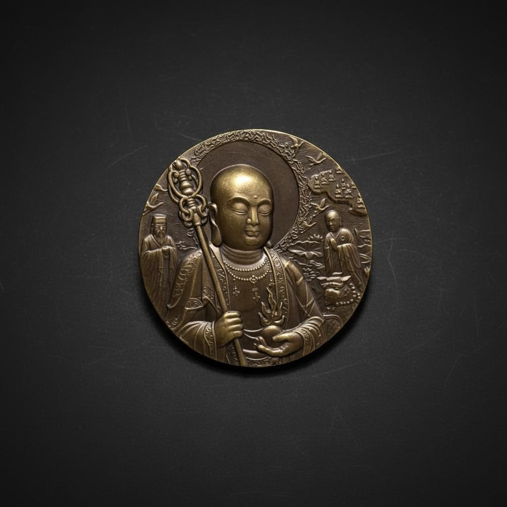 Tibetan King Bodhisattva Motif Engraving Amulet (1 of 6)