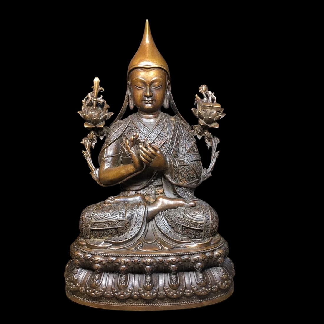 Tsongkhapa Bronze Statue Sword Scripture Figurine (1 of 5)