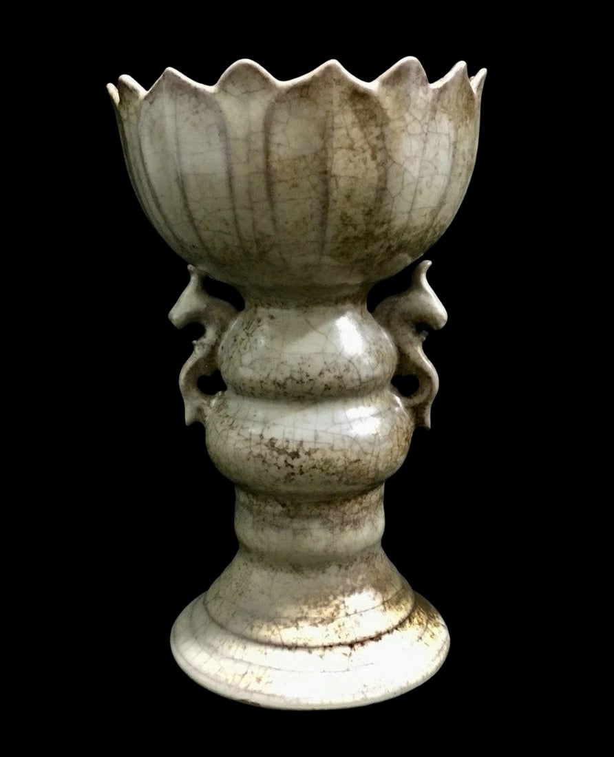 Jade Color Crazing Glaze Lotus Petal Candle Stand (1 of 7)