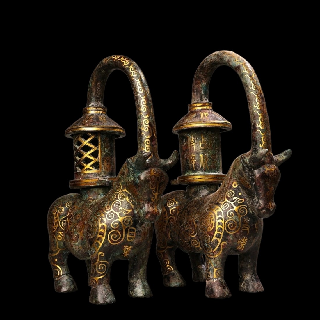 Vintage Bronze Candle Holder Pair Cattle Figures (1 of 6)